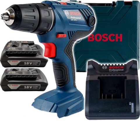 Wiertarko-wkrętarka akumulatorowa Bosch professional GSR 180-LI 2x2,0Ah + ładowarka AL 1820 CV + walizka